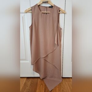 BCBGMaxAzria Tan Layered Asymmetrical Top